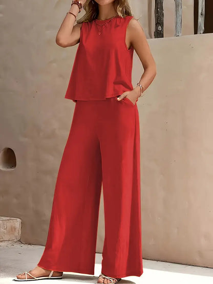 JO | Set of sleeveless top and wide-leg pants