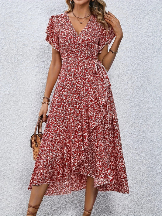 JO | airy maxi dress with ruffled sleeves and waistband