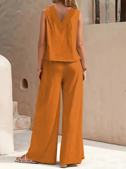 JO | Set of sleeveless top and wide-leg pants
