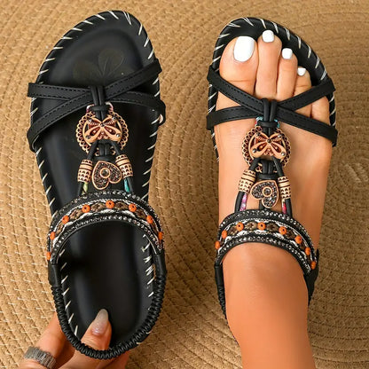JO | | Elegant orthopaedic sandals with rhinestone butterfly motif