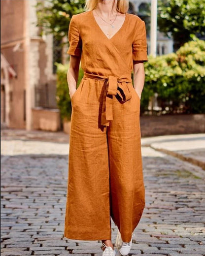 JO | Short-sleeved jumpsuit with belt