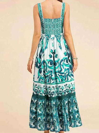 JO | Smocked printed dress with wide straps