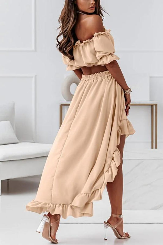 JO | Off-the-shoulder midi dress suit