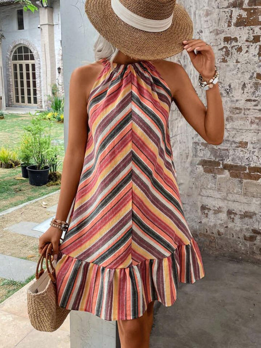 JO | Striped dress with Greek neckline