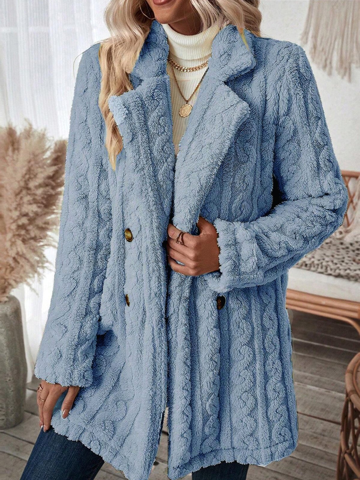 JO | Double-breasted flannel winter coat