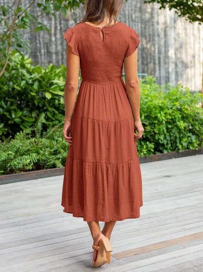 JO | Flowing tiered midi dress