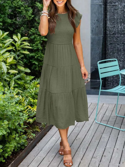 JO | Flowing tiered midi dress