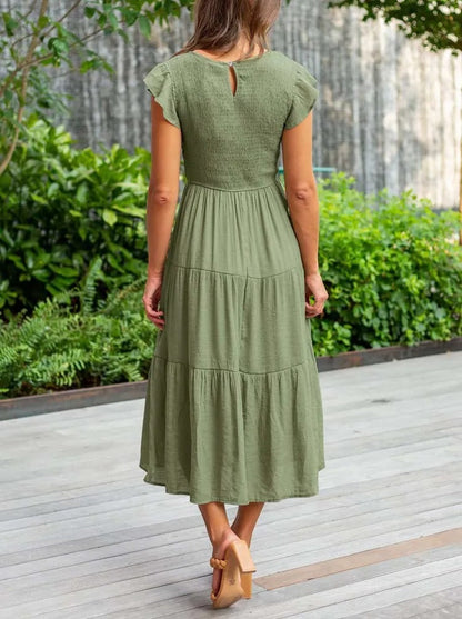 JO | Flowing tiered midi dress