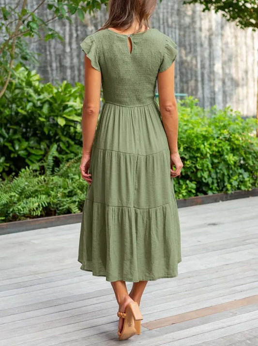 JO | Flowing tiered midi dress