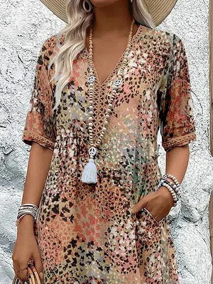 JO | Vibrant midi dress with pockets for women