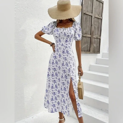 JO | Midi dress with square neckline and floral print