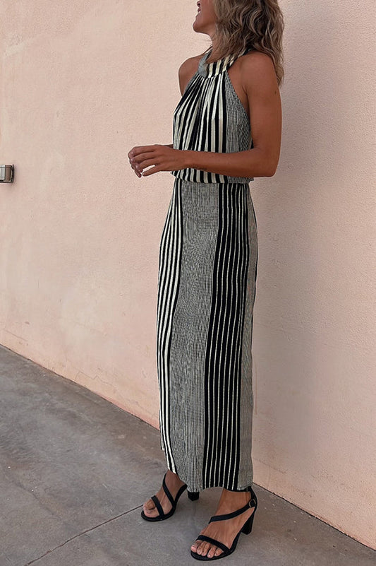 JO | One More Chance Striped midi dress with adjustable waist