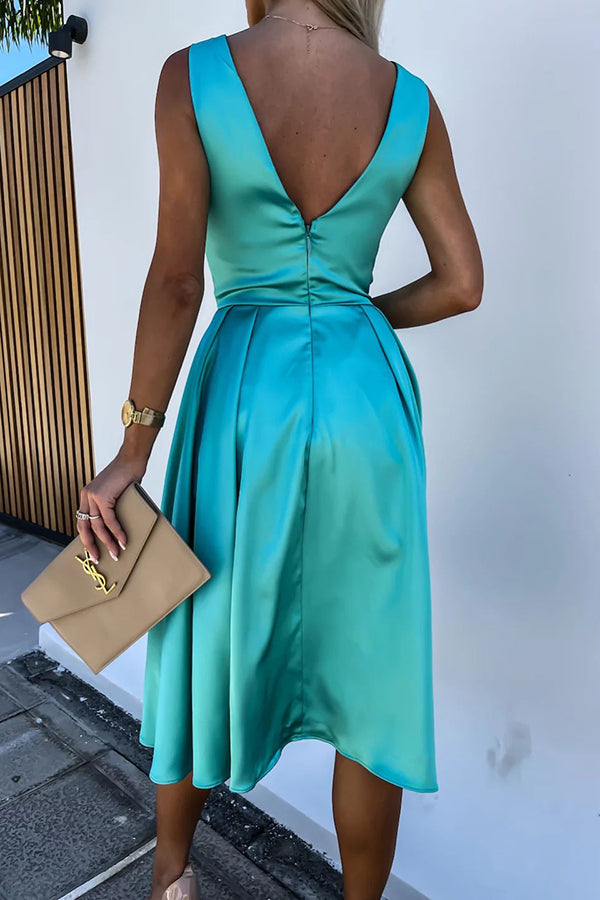 JO | Hold You In My Memory Satin Midi Dress