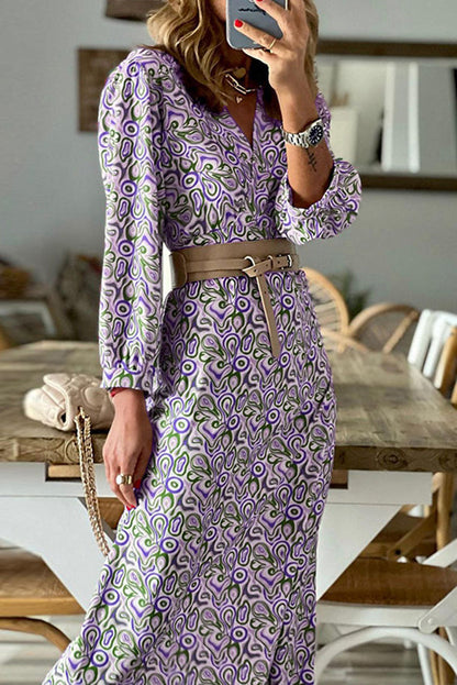 JO | V-neck multi print midi dress