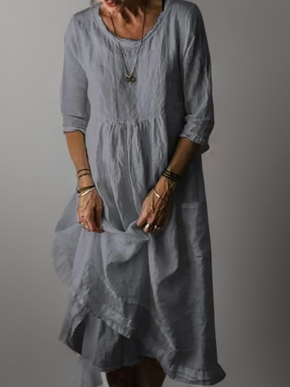 JO | Summer Pleated midi dress in cotton and linen