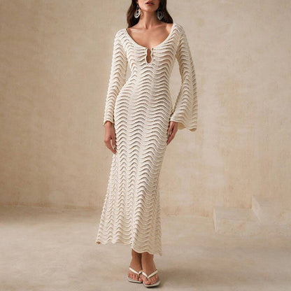JO | elegant crochet midi dress for women