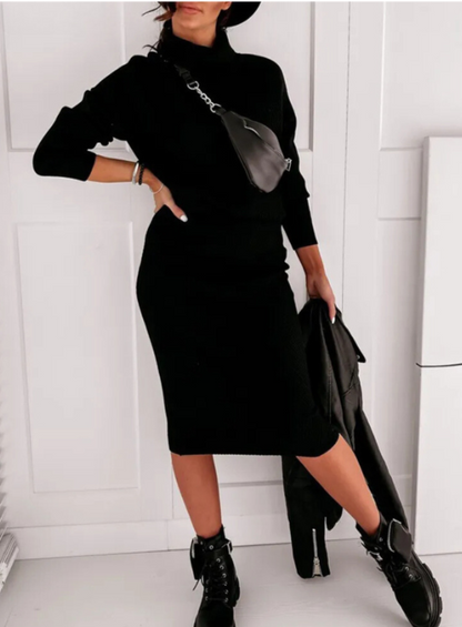 JO | Elegant rib knit sweater and skirt set