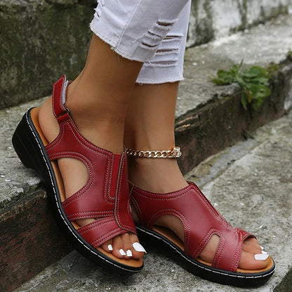JO | this week sale OFF 50%🔥 Summer Women's Wedge Sandals, Premium Leather Orthopaedic Sandals