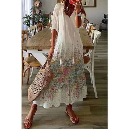 JO | Elegant loose cotton linen maxi dress 1 + 1 FREE