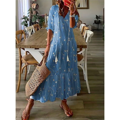 JO | Elegant loose cotton linen maxi dress 1 + 1 FREE