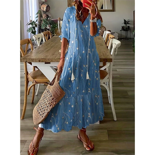 JO | Elegant loose cotton linen maxi dress 1 + 1 FREE