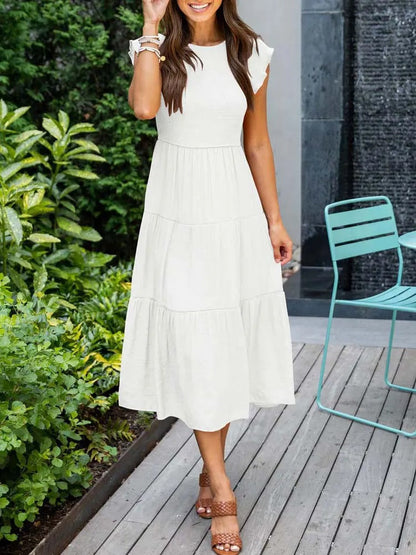 JO | Flowing tiered midi dress